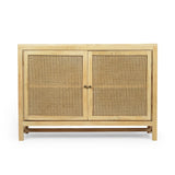 Christopher Knight Home® - Noble House - Gwendolyn Boho Handcrafted 2 Door Mango Wood Cabinet with Wicker Caning, Natural