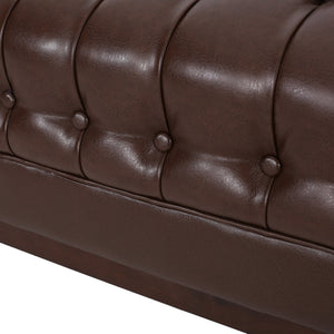 English Elm Christopher Knight Home® - 3 Seater Sofa - Contemporary Mid-Century Design With Button-Tufted Comfort, Dark Brown Pu Upholstery 72144.00ADBRN_72144.00BDBRN