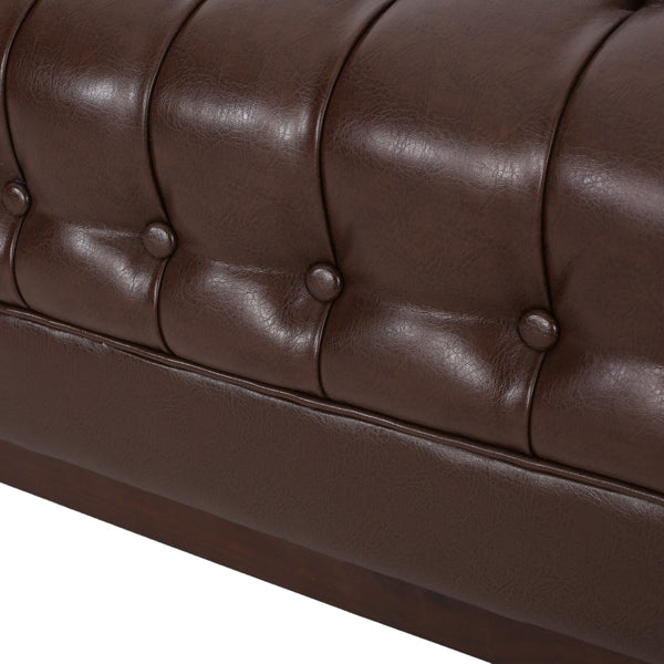 English Elm Christopher Knight Home® - 3 Seater Sofa - Contemporary Mid-Century Design With Button-Tufted Comfort, Dark Brown Pu Upholstery 72144.00ADBRN_72144.00BDBRN