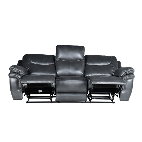 English Elm Steve Silver - Isabella Dark Gray Faux Leather Sofa & Loveseat Set with Manual Recline, Lift-Top Console Comfort B081S00170