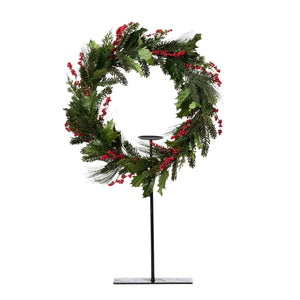 Pine and Holly Wreath on Candle Stand, Tall XPW20471 Park Hill