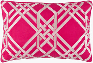 Surya Pagoda 13"L X 20"W Decorative Lumbar Pillow - Soft Linen-cotton Blend With Intricate Detailing Fuchsia Linen,Cotton Pag002-1320