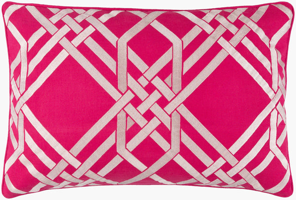Surya Pagoda 13"L X 20"W Decorative Lumbar Pillow - Soft Linen-cotton Blend With Intricate Detailing Fuchsia Linen,Cotton Pag002-1320