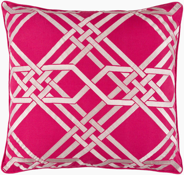 Surya Pagoda 18"L X 18"W Decorative Accent Pillow - Soft Linen-cotton Blend, Intricate Stitching, Durable Design Fuchsia Linen,Cotton Pag002-1818d