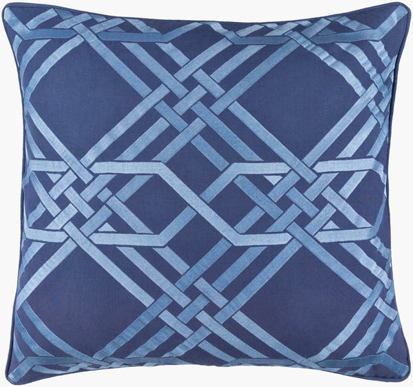 Surya Pagoda 18"L X 18"W Decorative Accent Pillow - Soft Linen-cotton Blend, Intricate Stitching, Durable Design Light Blue Linen,Cotton Pag003-2222d