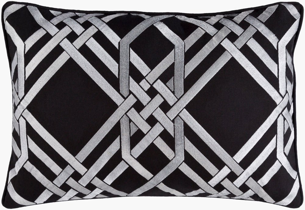 Surya Pagoda 13"L X 20"W Decorative Lumbar Pillow - Soft Linen-cotton Blend With Intricate Detailing Metallic Silver Linen,Cotton Pag004-1320p