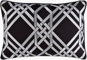 Surya Pagoda 13"L X 20"W Decorative Lumbar Pillow - Soft Linen-cotton Blend With Intricate Detailing Metallic Silver Linen,Cotton Pag004-1320p