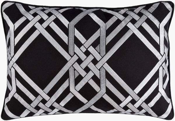 Surya Pagoda 13"L X 20"W Decorative Lumbar Pillow - Soft Linen-cotton Blend With Intricate Detailing Metallic Silver Linen,Cotton Pag004-1320p