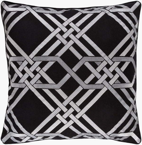 Surya Pagoda 18"L X 18"W Decorative Accent Pillow - Soft Linen-cotton Blend, Intricate Stitching, Durable Design Metallic Silver Linen,Cotton Pag004-1818p