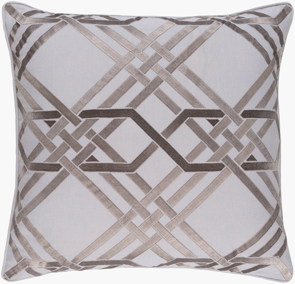 Surya Pagoda 18"L X 18"W Decorative Accent Pillow - Soft Linen-cotton Blend, Intricate Stitching, Durable Design Light Gray Linen,Cotton Pag005-1818