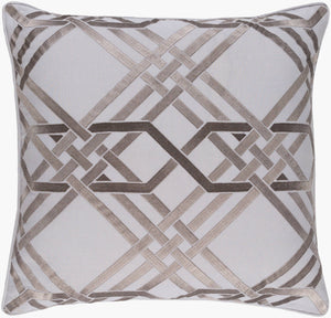 Surya Pagoda 18"L X 18"W Decorative Accent Pillow - Soft Linen-cotton Blend, Intricate Stitching, Durable Design Light Gray Linen,Cotton Pag005-1818
