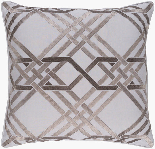 Surya Pagoda 18"L X 18"W Decorative Accent Pillow - Soft Linen-cotton Blend, Intricate Stitching, Durable Design Light Gray Linen,Cotton Pag005-1818