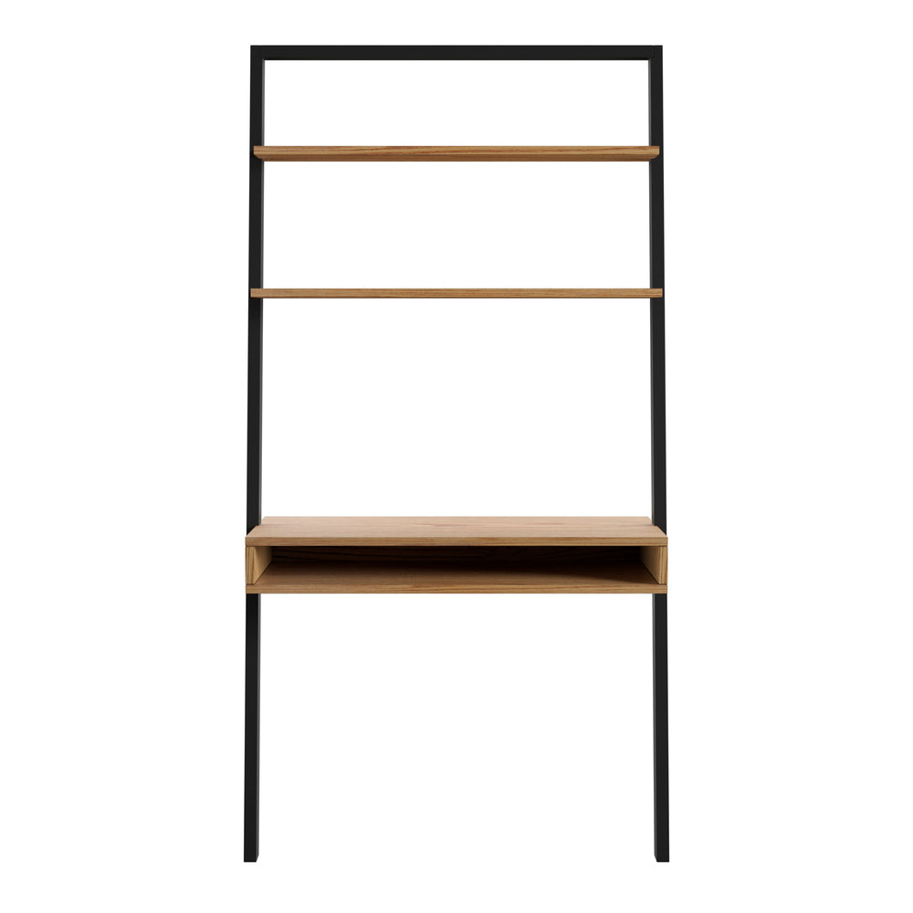 Homelegance By Top-Line Haddon Two-Tone Leaning Ladder Desk Oak Wood