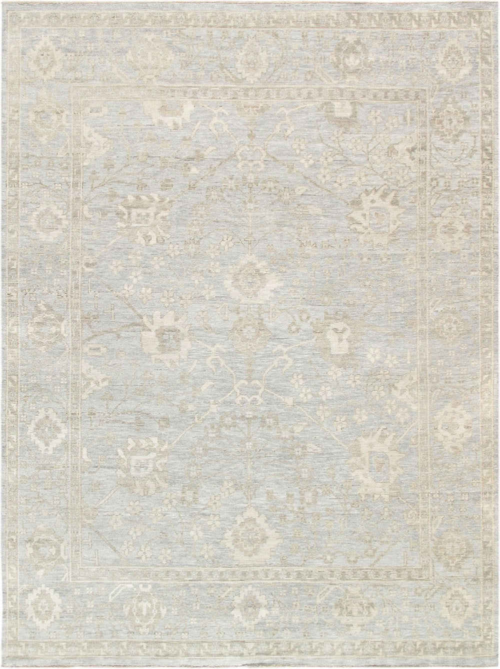Pasargad Oushak Hand-knotted Grey Wool Area Rug - Timeless Elegance For Luxurious Home Décor   Paj-214f 12x15