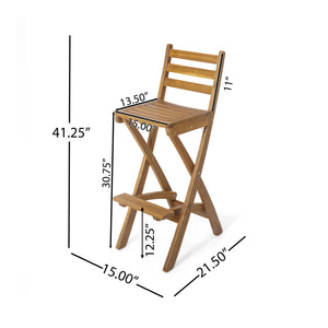 English Elm Outdoor Solid Acacia Folding Barstool with Teak Finish for Patio Bar Seating 53605.00
