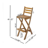 Christopher Knight Home® Noble House Outdoor Acacia Wood Folding Patio Barstool, 31" Seat Height, Teak, 1 Pc