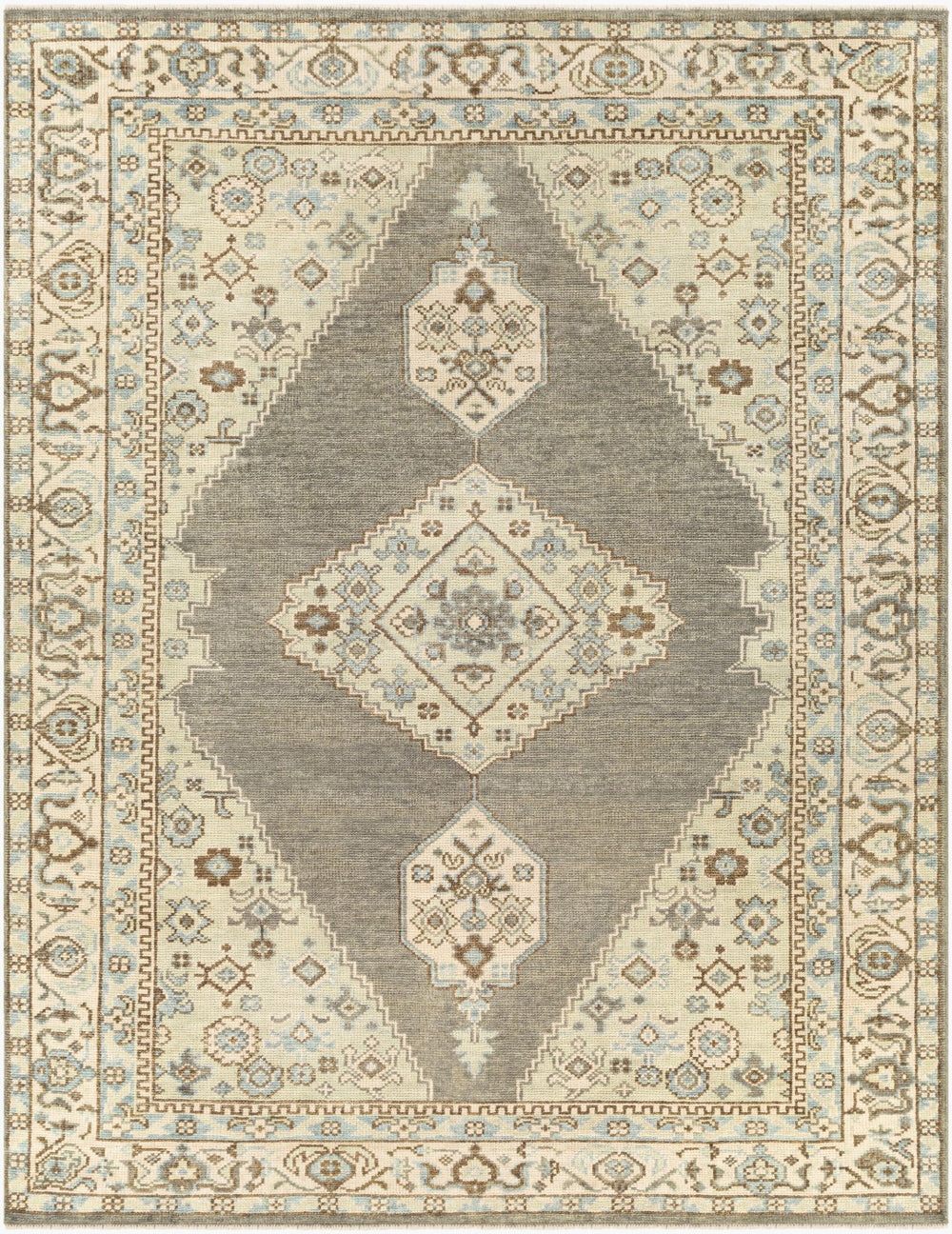 Surya Palais Hand-knotted 10' X 14' Wool Rug - Handmade Luxury With Intricate Design & Fringe Detail Charcoal Wool Pal2304-810