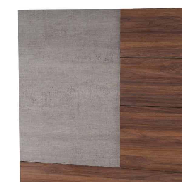VIG Furniture Palermo Modern Italian Eastern King Bed With Faux Concrete & Walnut Accents, Ortho Slats, No Box Spring Needed VGACPALERMO-WAL-BED-EK