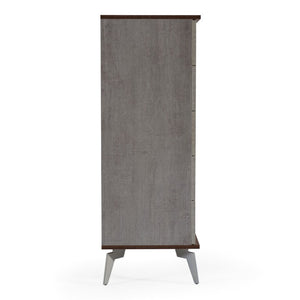 VIG Furniture Palermo Modern Italian Chest 33" W X 19" D X 51" H — Faux Concrete Top, Walnut Veneer, 5 Soft-Closing Drawers VGACPALERMO-WAL-CHST