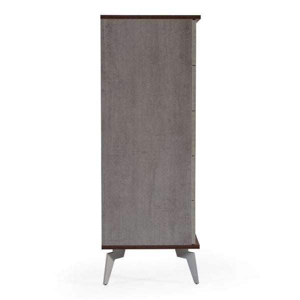 VIG Furniture Palermo Modern Italian Chest 33" W X 19" D X 51" H — Faux Concrete Top, Walnut Veneer, 5 Soft-Closing Drawers VGACPALERMO-WAL-CHST
