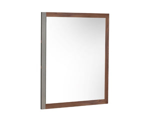 VIG Furniture Palermo Italian Modern Faux Concrete & Walnut Mirror — Slim Rectilinear Frame, Crafted In Italy, Versatile Mounting VGACPALERMO-WAL-MIR