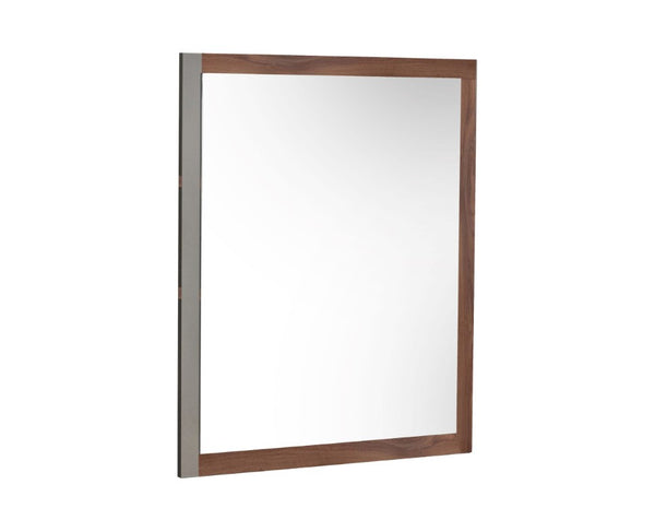 VIG Furniture Palermo Italian Modern Faux Concrete & Walnut Mirror — Slim Rectilinear Frame, Crafted In Italy, Versatile Mounting VGACPALERMO-WAL-MIR