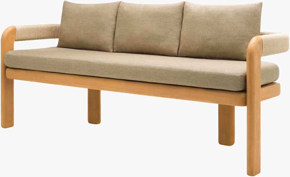 Surya Palma Solid Teak Outdoor Bench with Acrylic Upholstery for Patio and Garden Seating PALM006-272071