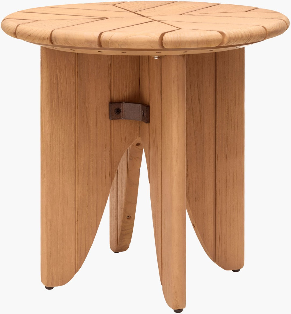 Surya Solene Solid Teak Wood End Table Versatile Indoor Outdoor Side for Patio or Living Room PALM010-222323