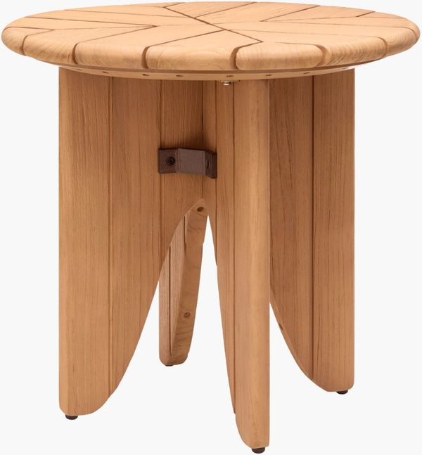 Surya Solene Solid Teak Wood End Table Versatile Indoor Outdoor Side for Patio or Living Room PALM010-222323