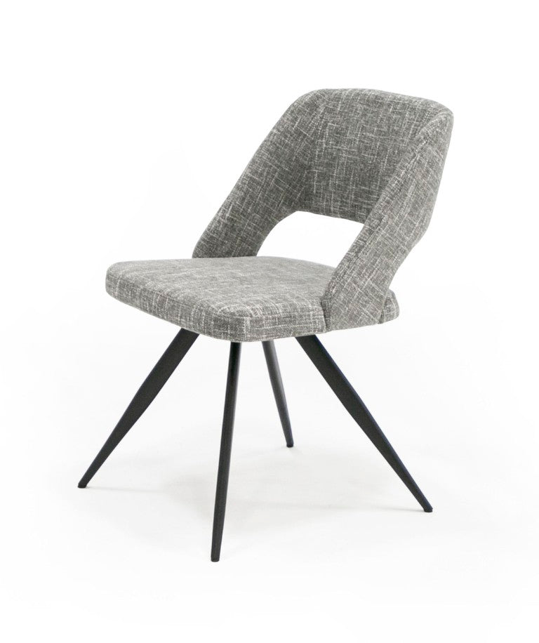 VIG Furniture Palmer Contemporary Grey Fabric Dining Chairs Set Of 2 — Curved Breathable Back, Tapered Black Legs VGEWF3207AC-GRY