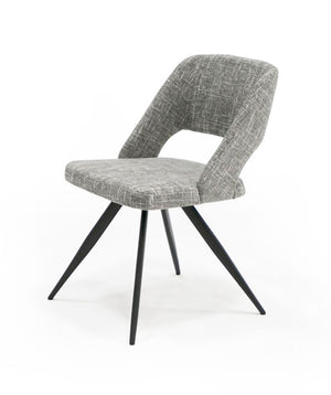 VIG Furniture Palmer Contemporary Grey Fabric Dining Chairs Set Of 2 — Curved Breathable Back, Tapered Black Legs VGEWF3207AC-GRY
