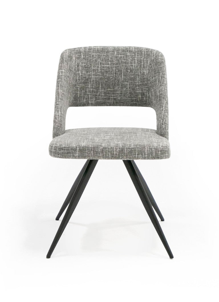 VIG Furniture Palmer Contemporary Grey Fabric Dining Chairs Set Of 2 — Curved Breathable Back, Tapered Black Legs VGEWF3207AC-GRY