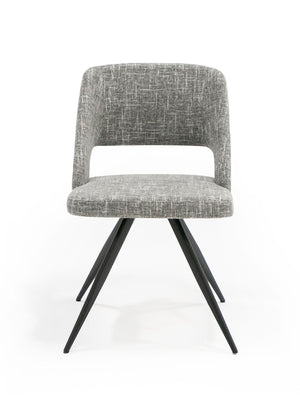 VIG Furniture Palmer Contemporary Grey Fabric Dining Chairs Set Of 2 — Curved Breathable Back, Tapered Black Legs VGEWF3207AC-GRY
