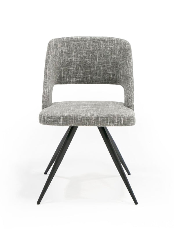 VIG Furniture Palmer Contemporary Grey Fabric Dining Chairs Set Of 2 — Curved Breathable Back, Tapered Black Legs VGEWF3207AC-GRY