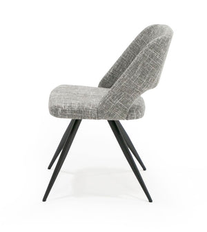 VIG Furniture Palmer Contemporary Grey Fabric Dining Chairs Set Of 2 — Curved Breathable Back, Tapered Black Legs VGEWF3207AC-GRY