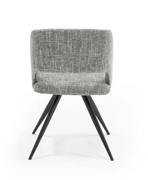 VIG Furniture Palmer Contemporary Grey Fabric Dining Chairs Set Of 2 — Curved Breathable Back, Tapered Black Legs VGEWF3207AC-GRY