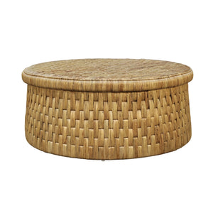 Palmera Round Woven Water Hyacinth Coffee Table with Rattan Edges for Coastal Rooms