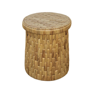 Palmera Handwoven Water Hyacinth Drum End Table Rattan Artisan Coastal Boho
