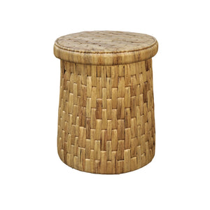 Palmera Handwoven Water Hyacinth Drum End Table Rattan Artisan Coastal Boho