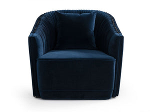 VIG Furniture Divani Casa Palomar Modern Blue Velvet & Brass Accent Chair VGVCS1811-BLU-CHR