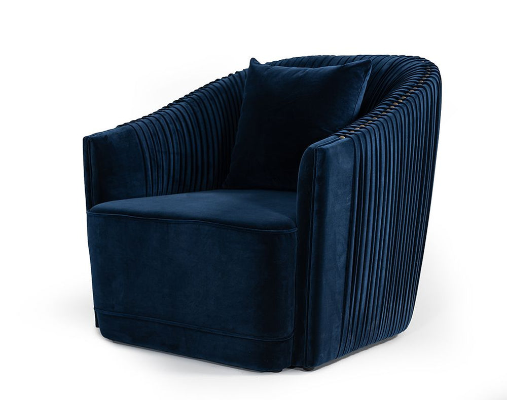 VIG Furniture Divani Casa Palomar Modern Blue Velvet & Brass Accent Chair VGVCS1811-BLU-CHR