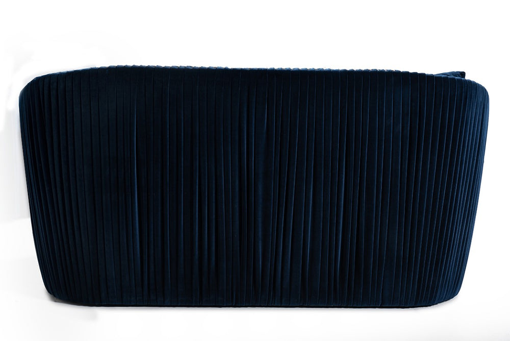 VIG Furniture Palomar Blue Velvet Sofa With Brass Accents — Mid-Century Modern Plush Upholstery & Pillows, Ready-To-Use VGVCS1811-BLU-SOFA