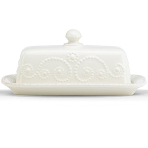 Lenox French Perle White Covered Butter Dish White, WHITE STONEWARE 847558