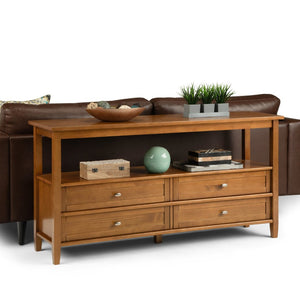 English Elm Warm Console Sofa Table - Handcrafted Solid Wood With Light Golden Brown Finish & Ample Storage B136P159569-GIGA