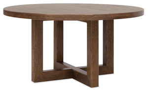 Hooker Furniture Driftwood Round Oak Pedestal Dining Table Worn Saddle Finish Seats Six Guests 6820-75223-85