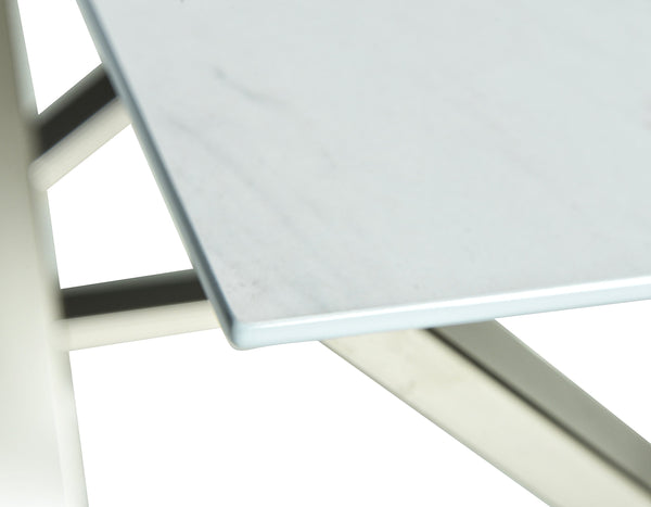 English Elm Steve Silver - Zurich 3-Piece White Occasional Table Set with Knife Edge Tops & Chrome Bases — Contemporary Style, Compact B081S00354