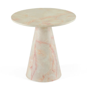 VIG Furniture Pampa Sculptural Faux Marble End Table — Off-White Tapered Pedestal, Durable Wood Finish, 23.6" VGGM-ET-1751