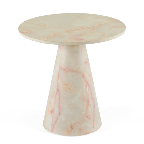 VIG Furniture Pampa Sculptural Faux Marble End Table — Off-White Tapered Pedestal, Durable Wood Finish, 23.6" VGGM-ET-1751