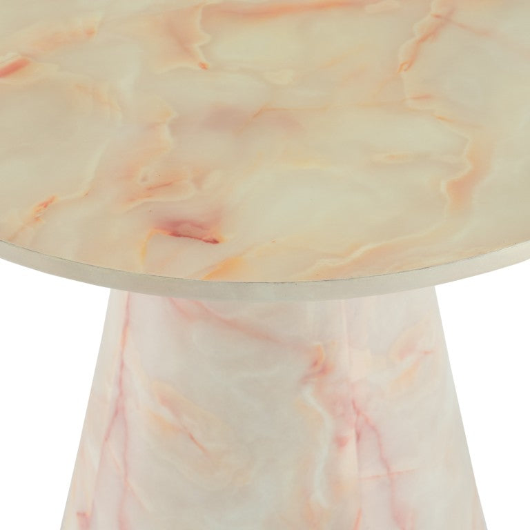 VIG Furniture Pampa Sculptural Faux Marble End Table — Off-White Tapered Pedestal, Durable Wood Finish, 23.6" VGGM-ET-1751