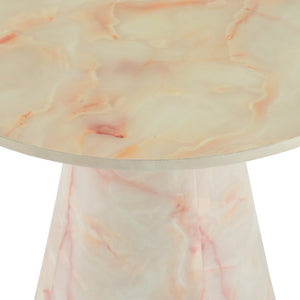 VIG Furniture Pampa Sculptural Faux Marble End Table — Off-White Tapered Pedestal, Durable Wood Finish, 23.6" VGGM-ET-1751